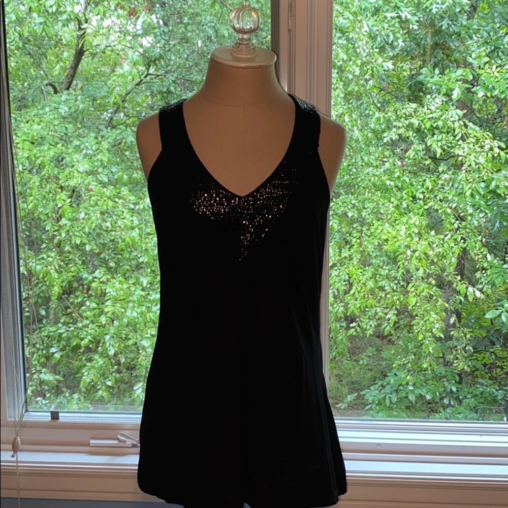 D’CLOSET Black sequined y-back tank top